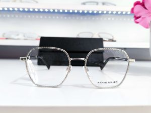 Karen millen naočare silver sa rezbarenim ivicama